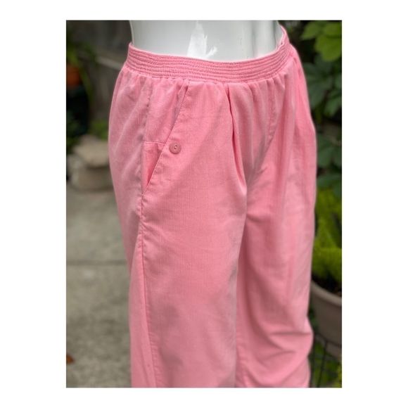 80s High Waist Pink Seersucker Trousers Straight Pleat Front - Picture 2 of 9